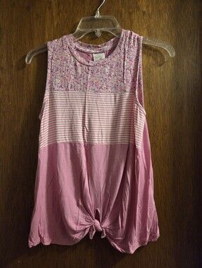 Belle Du Jour Pink Sleeveless Knot-Front Tank Top Size S